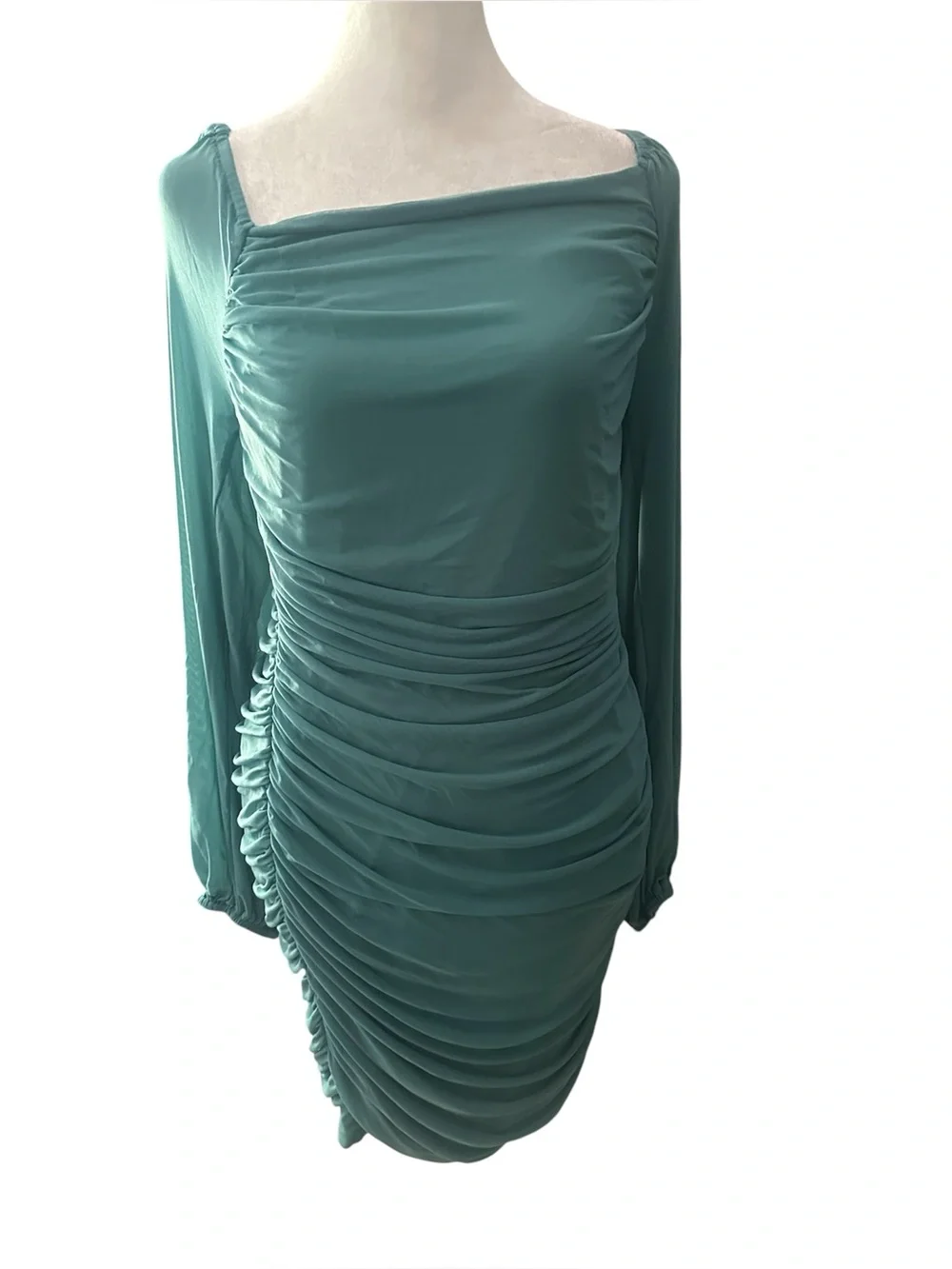 Bodycon sheer layered mini dress with sheer sleeves size XL - Picture 2 of 5